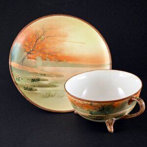 Nippon Antique Footed Cup with Saucer